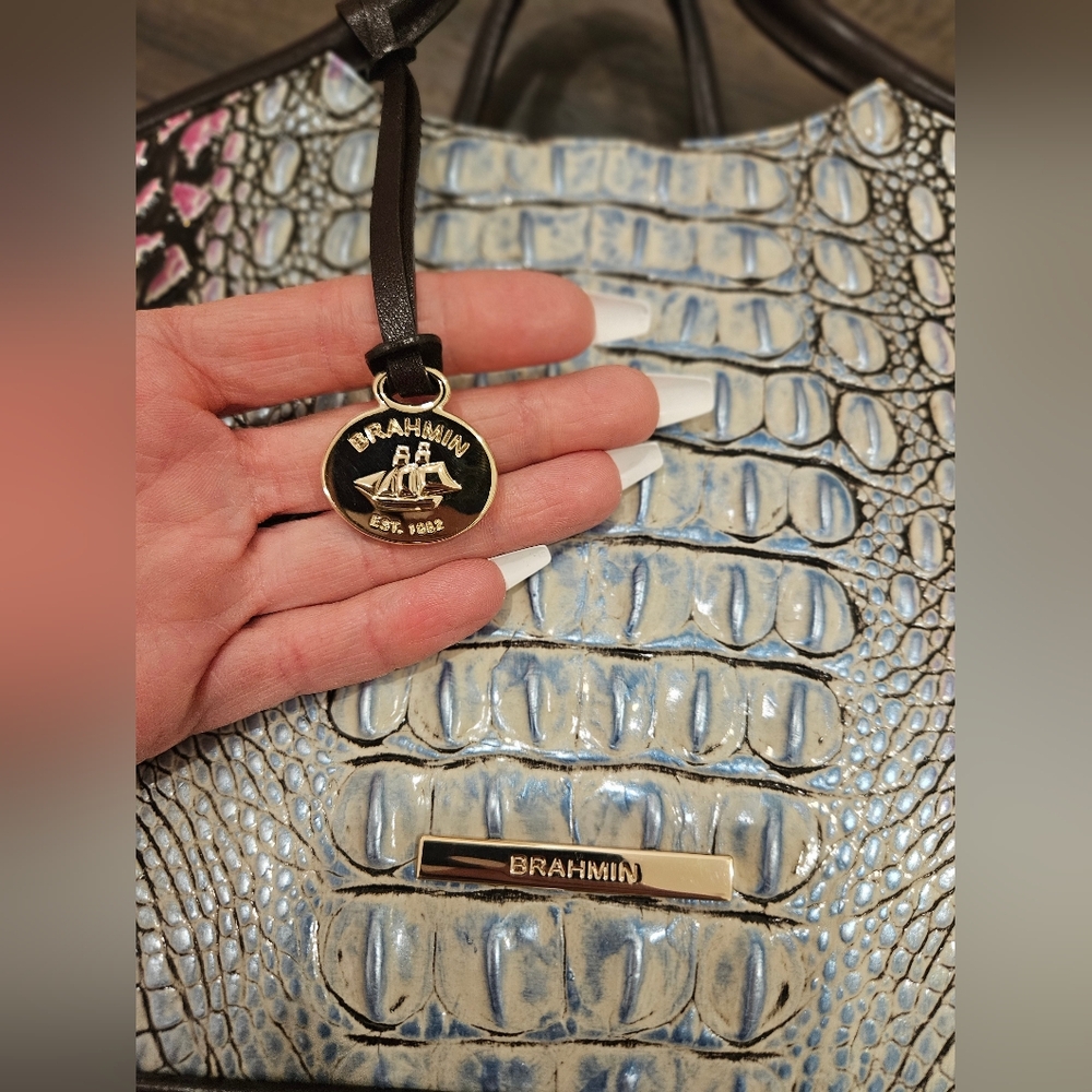 Brahmin Multicolor Croc-Embossed Elaine Shoulder Bag and Wallet - Picture 2 of 16